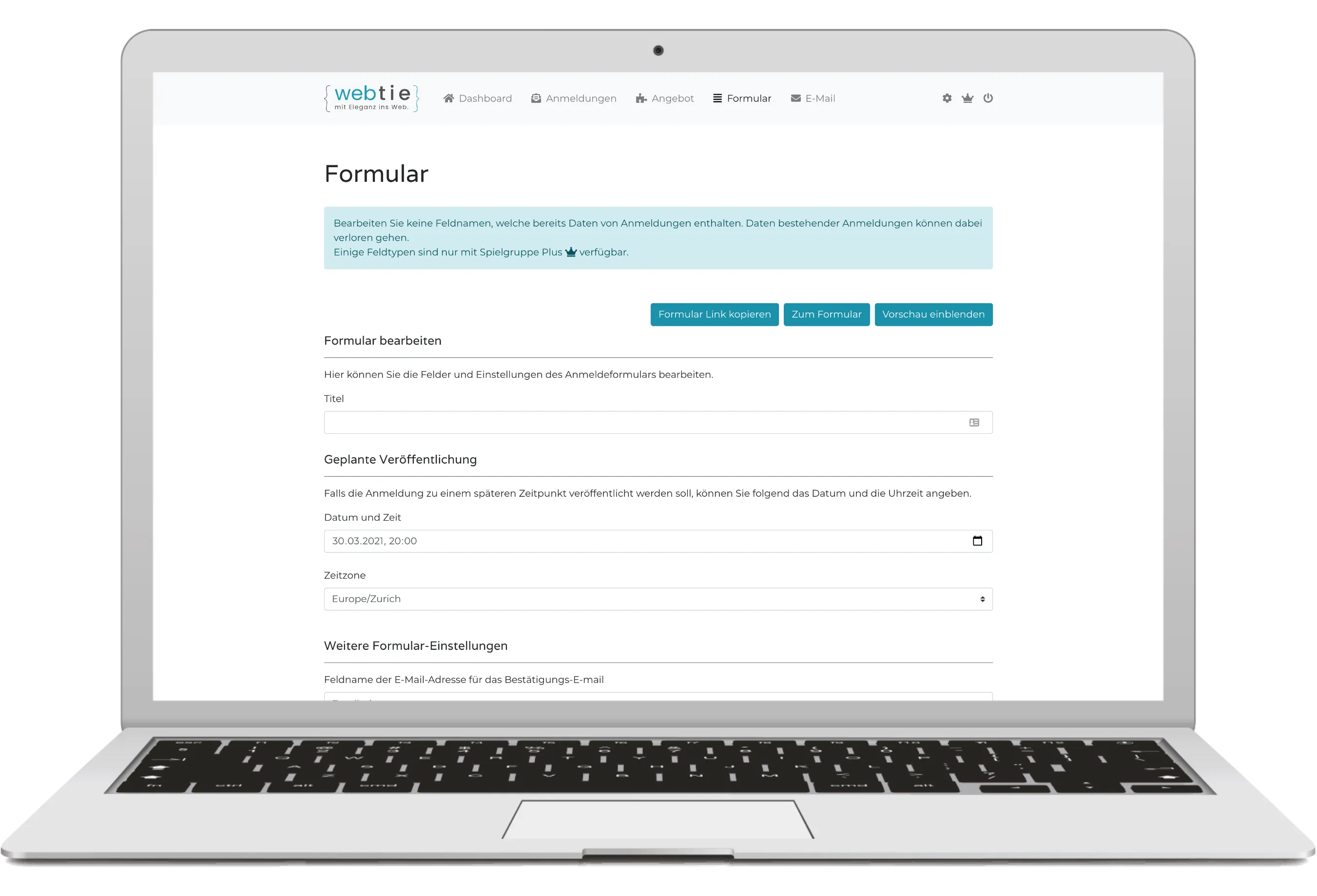 Formular erstellen mit Builder